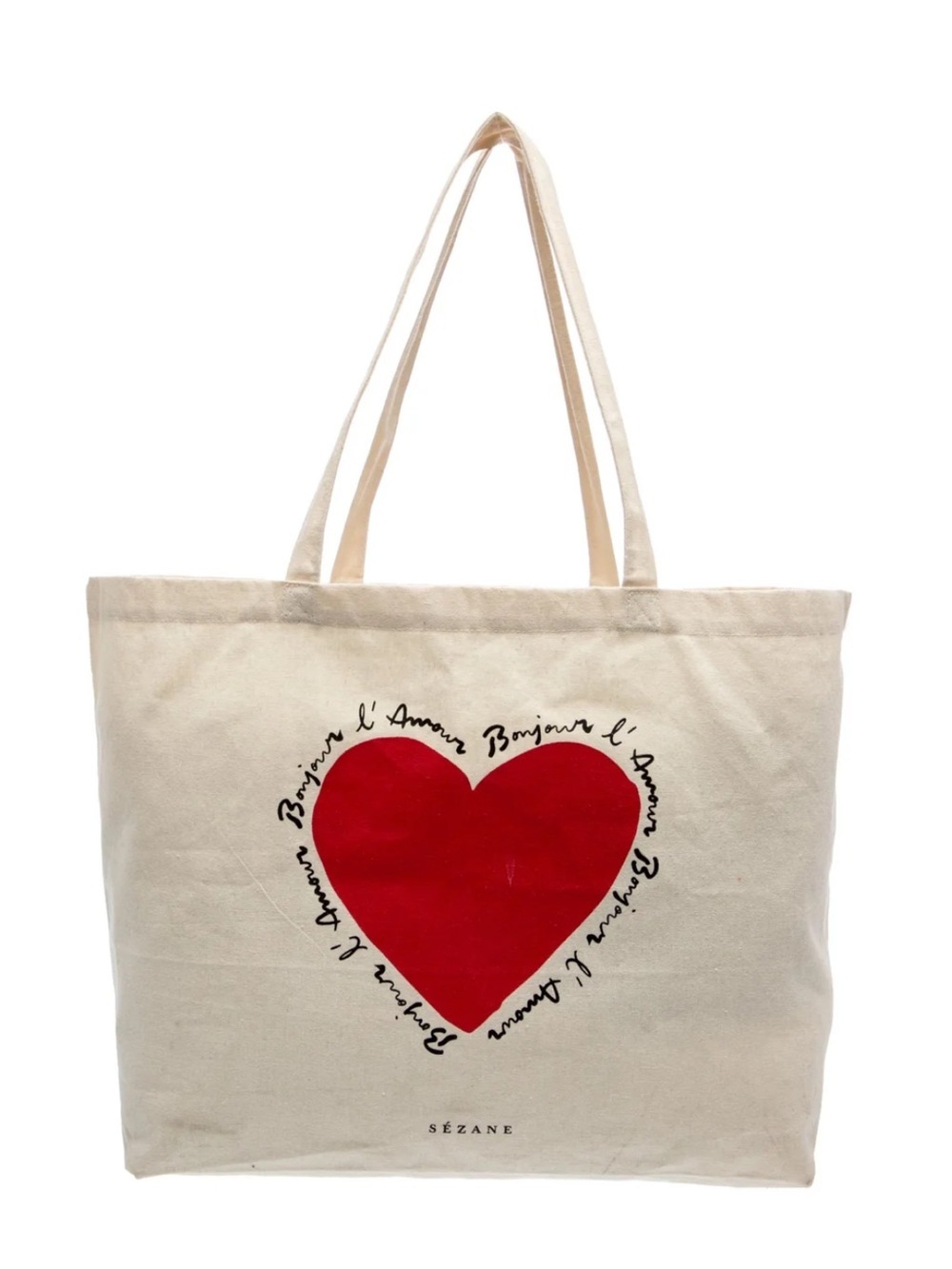 Sezane Limited Edition Heart Amour Cotton Tote Bag